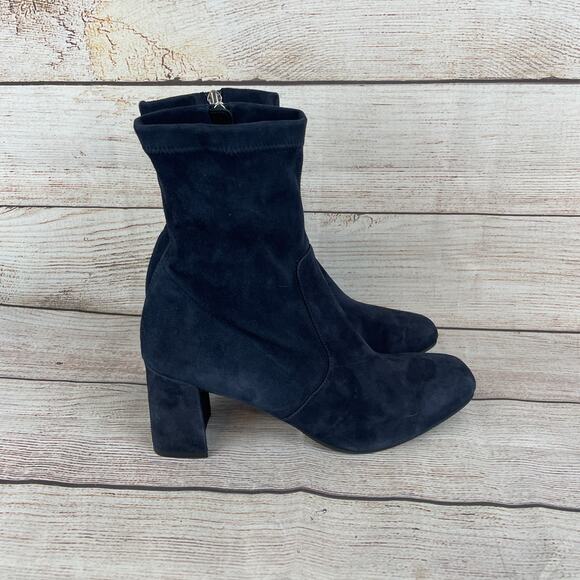 Aquatalia Drusilla Womens Sz 11 Ankle Boots Booties Navy Blue Suede Zip - Picture 4 of 10